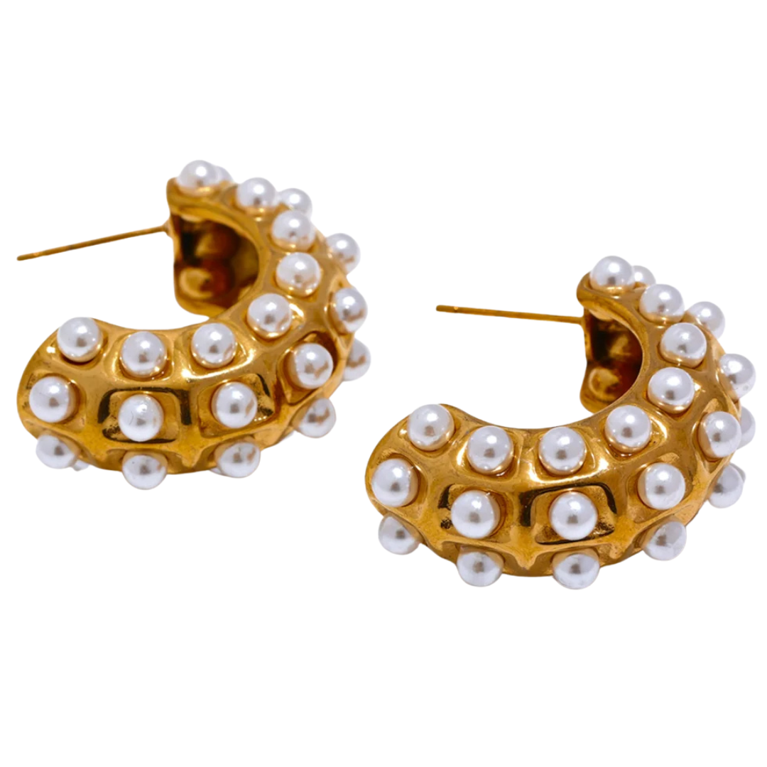 Brinco Formato C com Pérolas