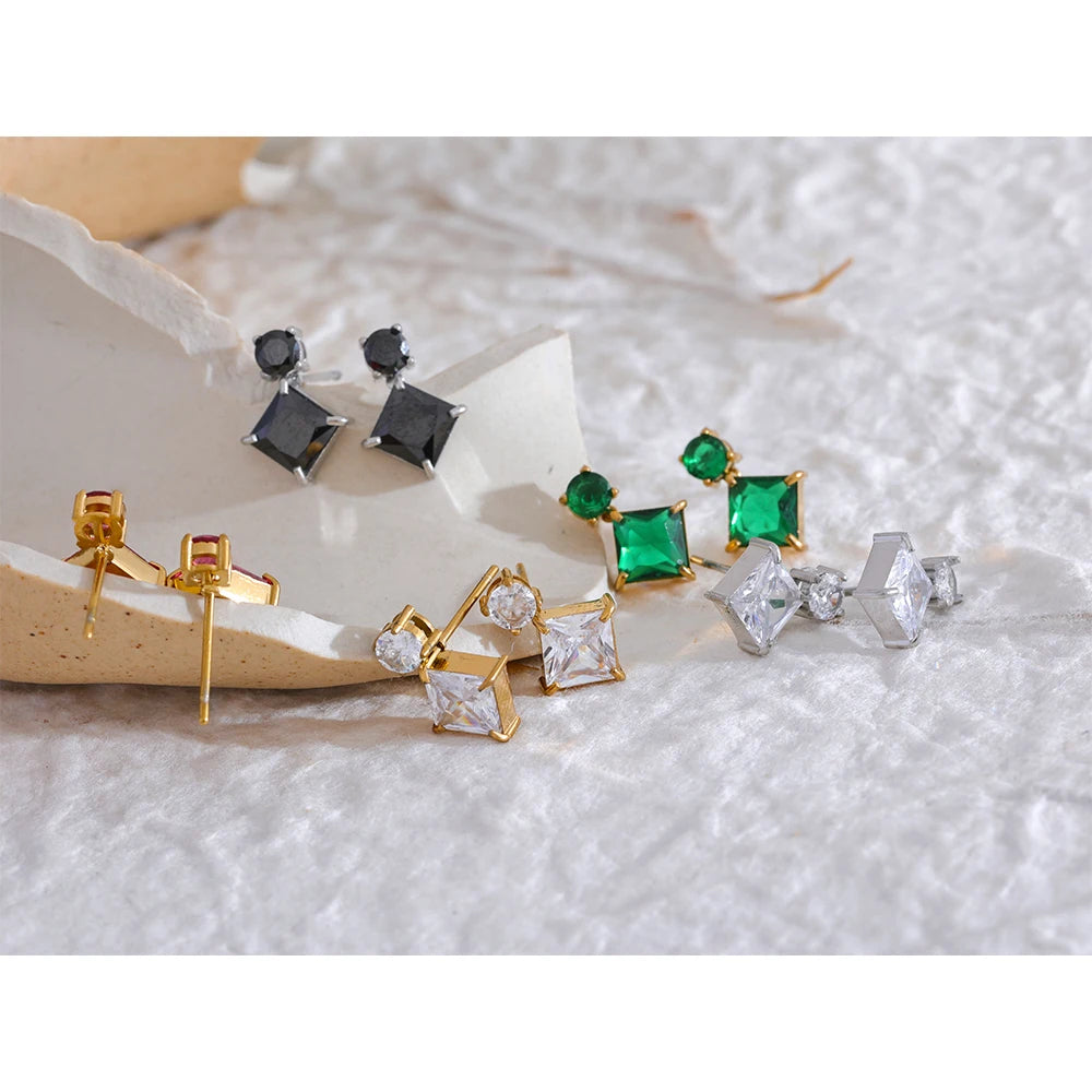 Brinco Quadrado Cristal Para Mulheres