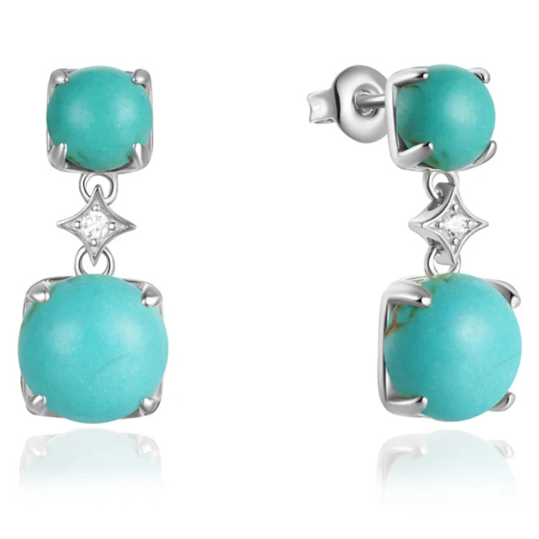 Brinco Turquesa Dupla Elegante