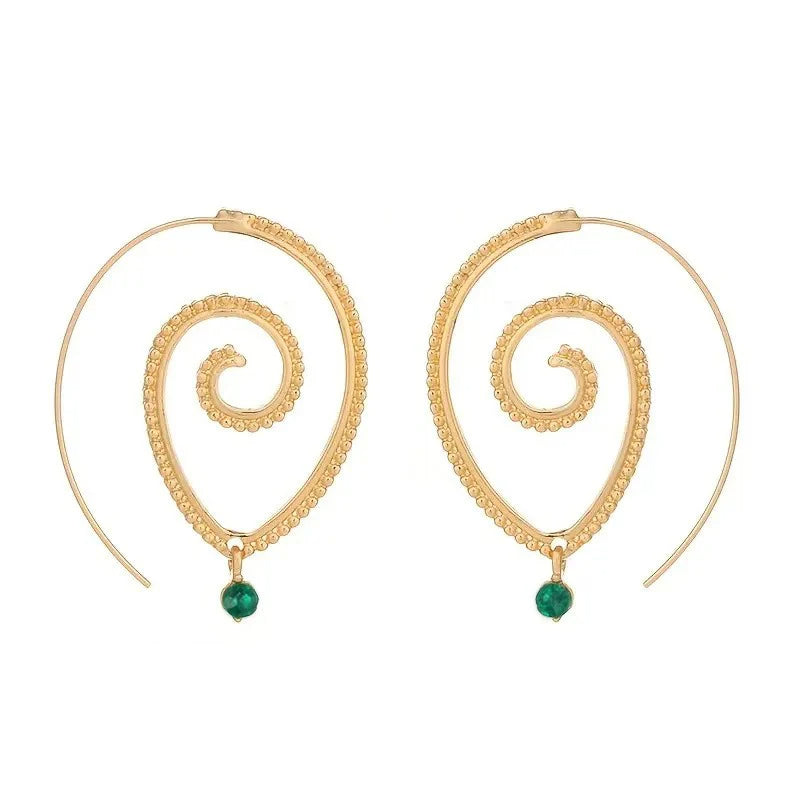 Brinco Espiral Glee com Zircônia Verde