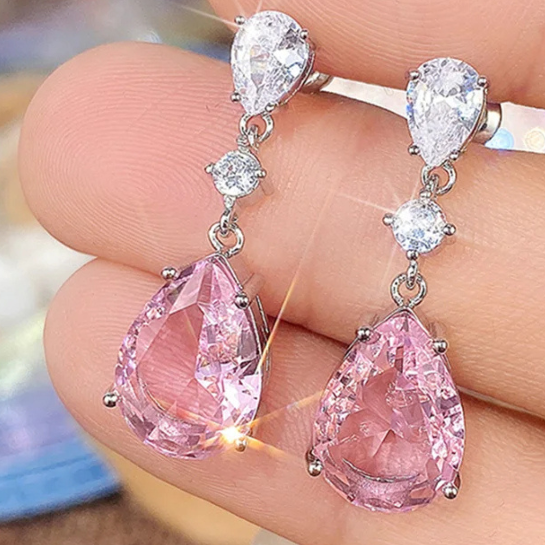 Brinco Gota Rosa Suave Elegante