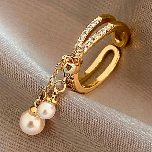 Anel Pérola Borla com Zircônias