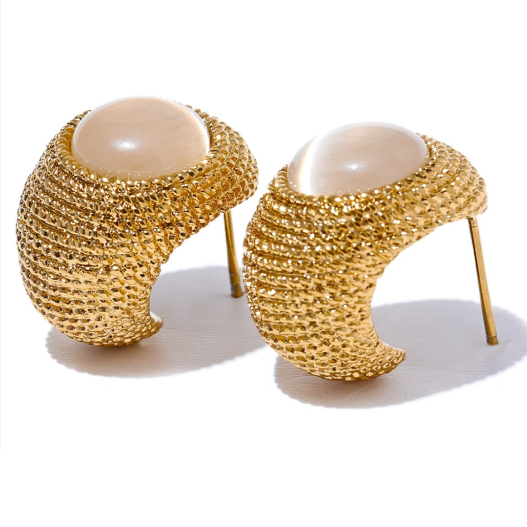 Brinco Olho de Gato com Pedras Naturais