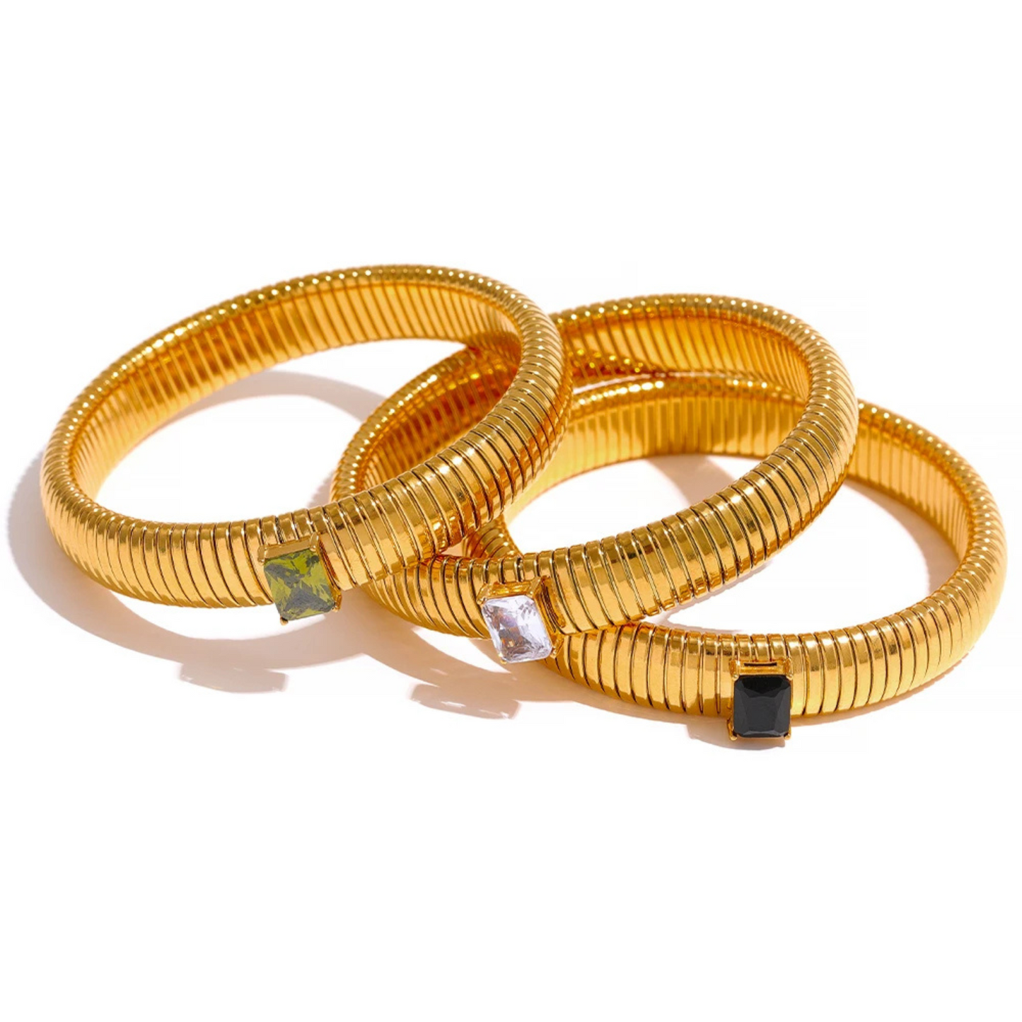 Pulseira Flexia Banhada a Ouro 18K Elástica Zircônia