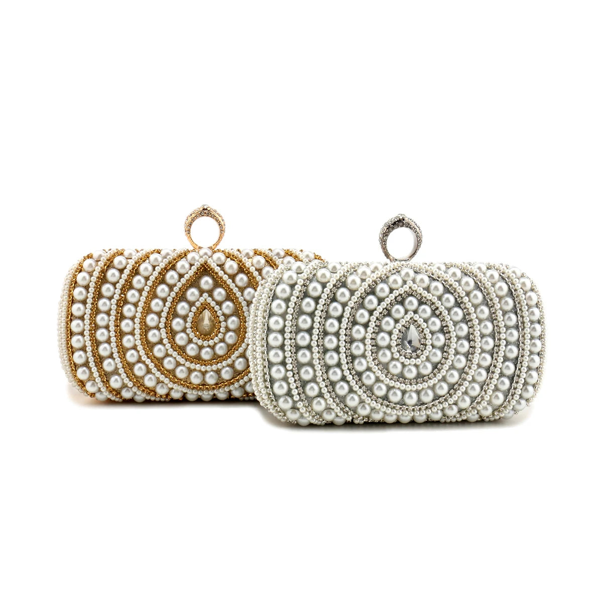 Bolsa Clutch Perolita com Pérolas e Strass