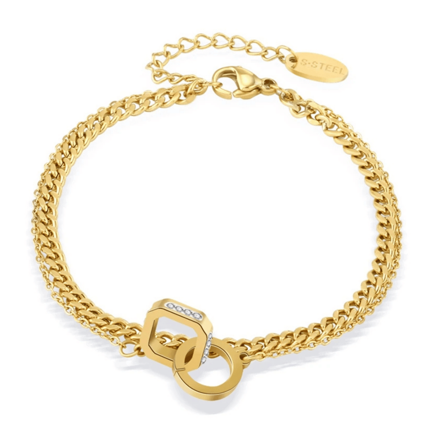 Pulseira Gloriana Luxo Aço Inoxidável Dourada