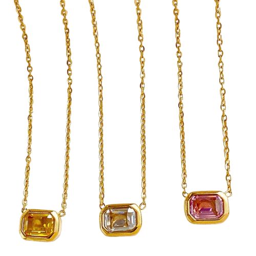 Colar Flora com Pingente de Zircônia Colorida