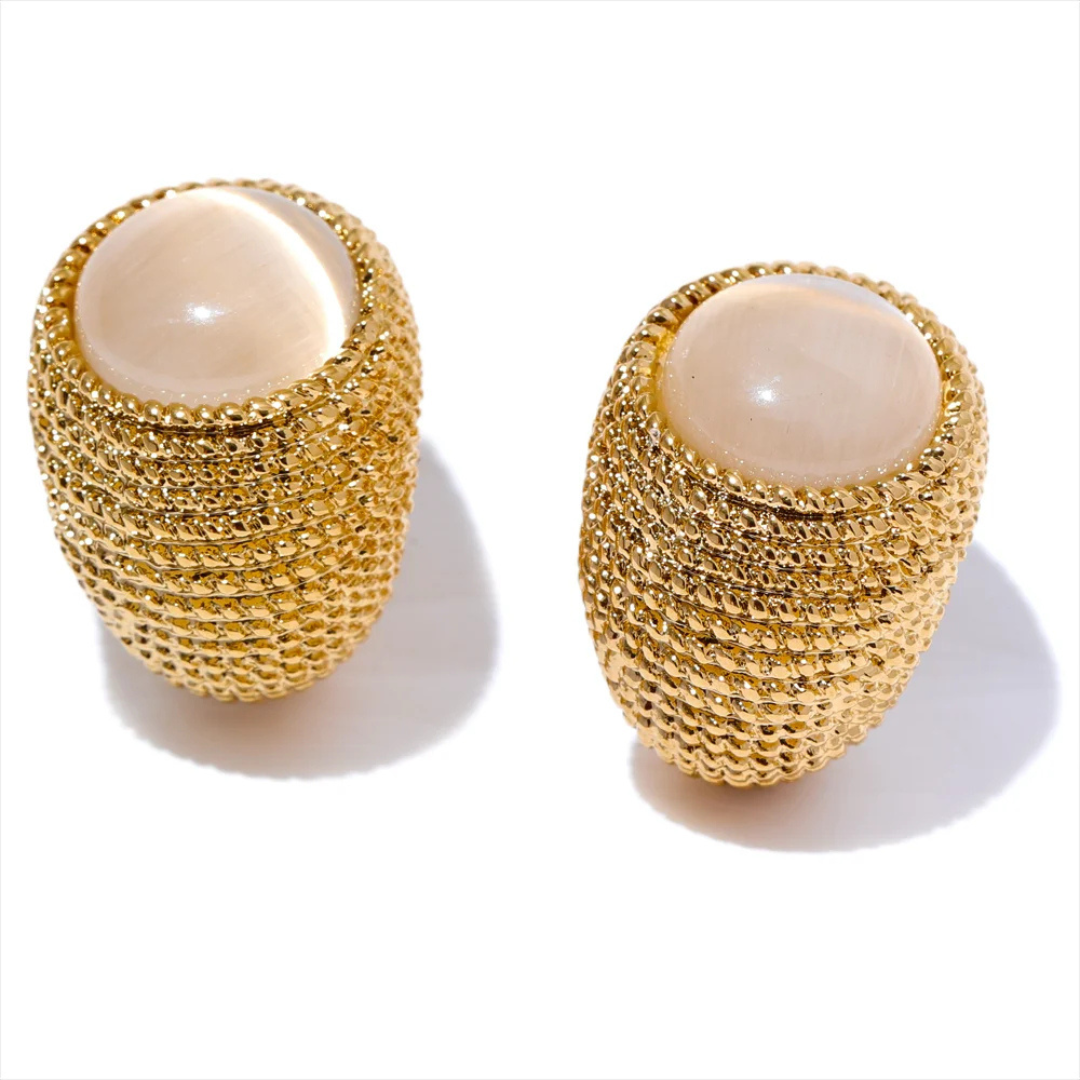 Brinco Olho de Gato com Pedras Naturais