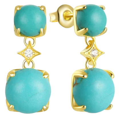 Brinco Turquesa Dupla Elegante