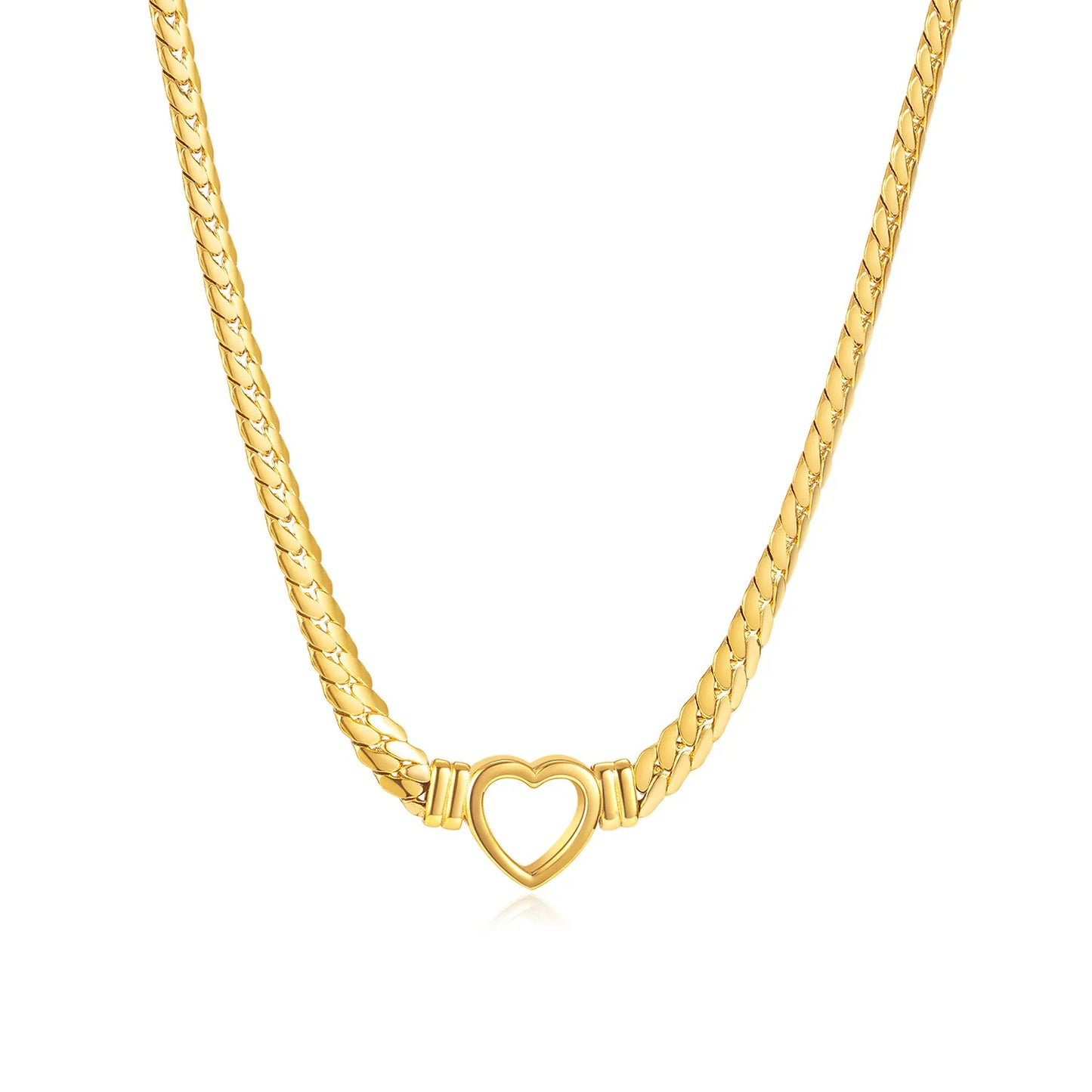 Conjunto Amoris - Colar e Pulseira em Aço Inoxidável Banhado a Ouro com Coração