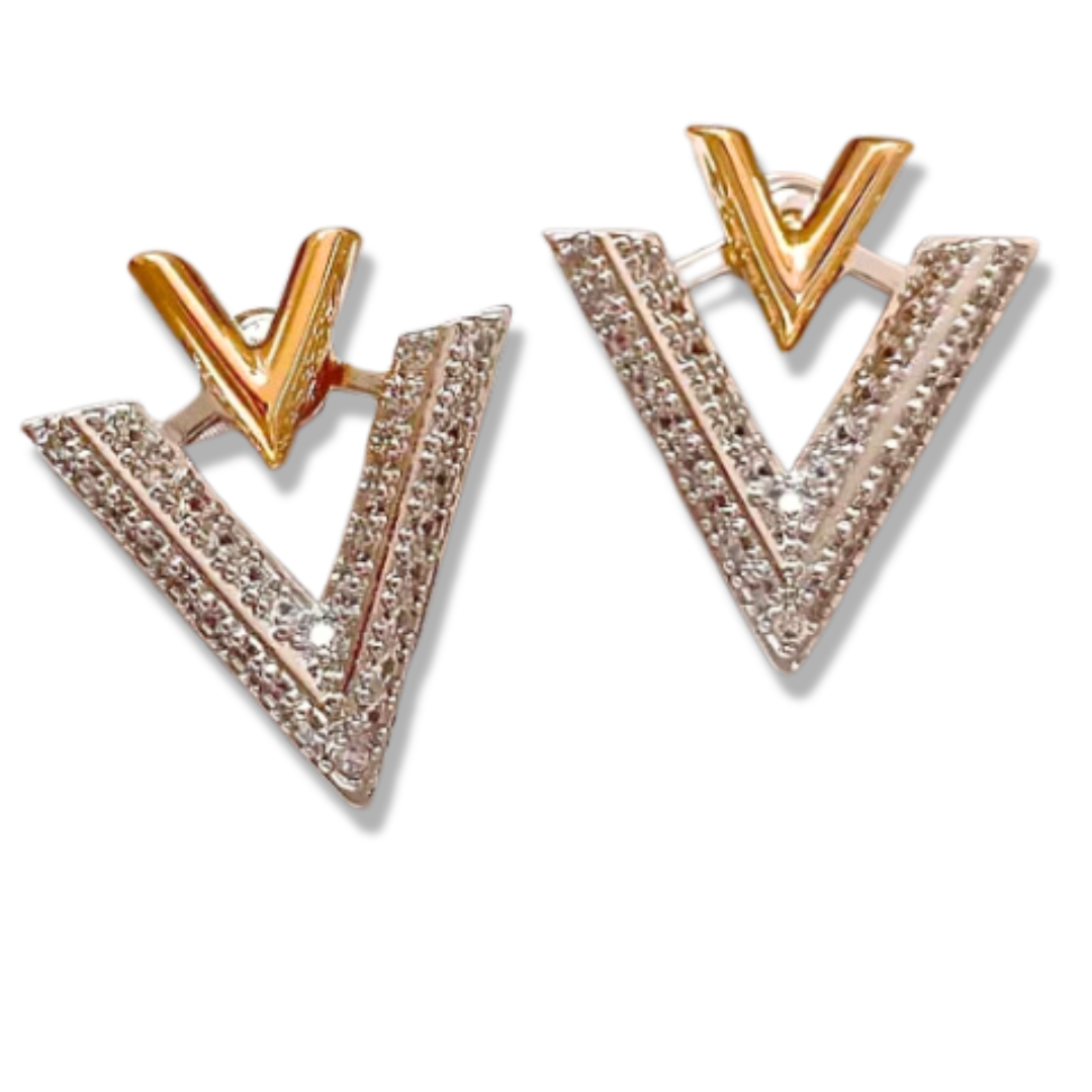 Brinco Zirconia em V Para Mulheres