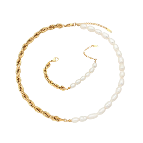 Conjunto Vênus – Colar e Pulseira com Pérolas Simuladas