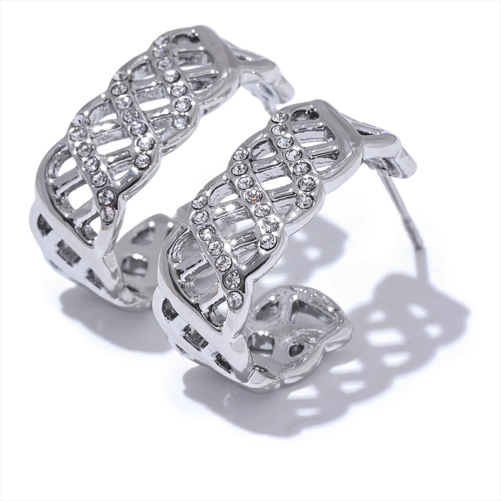 Brinco Vienna – Argola Aberta com Zircônias Brilhantes